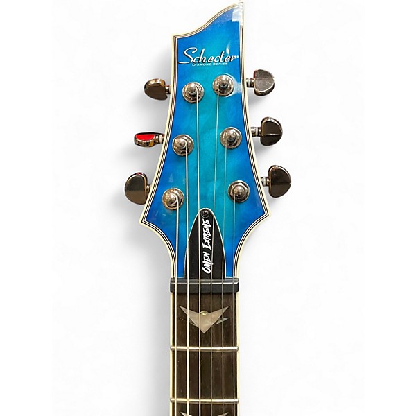 Used Schecter Guitar Research Omen Extreme 6 Ocean Blue Burst Solid Body Electric Guitar