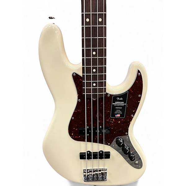 Used Fender American Professional II Jazz Bass Olympic White Electric Bass Guitar