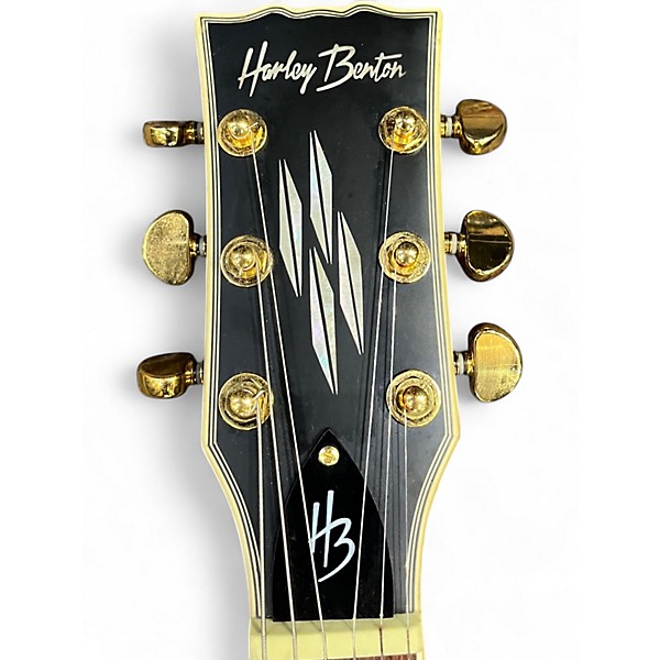 Used Harley Benton SC Custom III Black and Gold Solid Body Electric Guitar