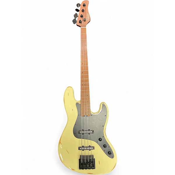 Used Schecter Guitar Research Nikki Sixx Signature Antique White Electric Bass Guitar