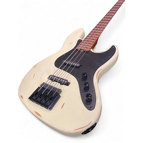 Used Schecter Guitar Research Nikki Sixx Signature Antique White Electric Bass Guitar
