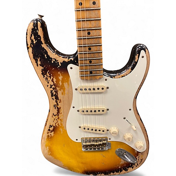 Used 2024 Fender CUSTOM SHOP 1957 RELIC STRATOCASTER 2 Tone Sunburst Solid Body Electric Guitar