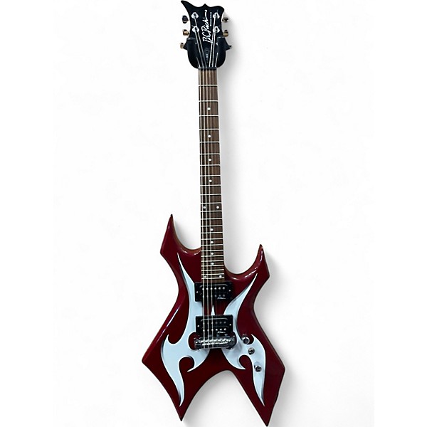 Used B.C. Rich WARLOCK RED WITH WHITE FLAMES Solid Body Electric Guitar