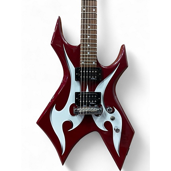 Used B.C. Rich WARLOCK RED WITH WHITE FLAMES Solid Body Electric Guitar