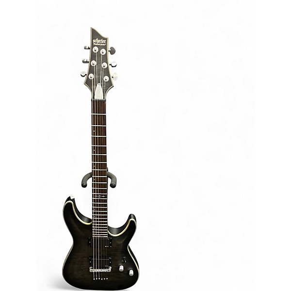 Used Schecter Guitar Research C1 Platinum Trans Black Solid Body Electric Guitar
