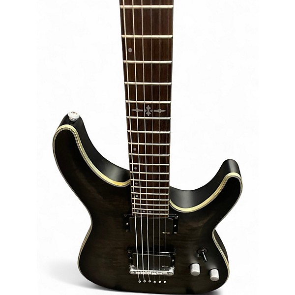 Used Schecter Guitar Research C1 Platinum Trans Black Solid Body Electric Guitar
