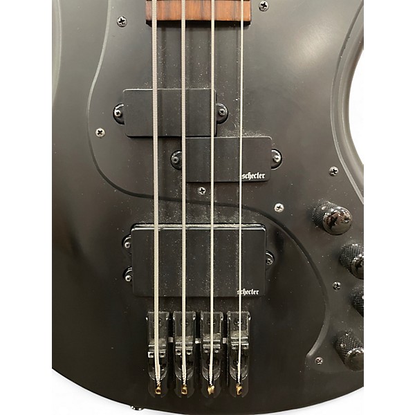 Used Schecter Guitar Research STILETTO STEALTH Satin Black Electric Bass Guitar