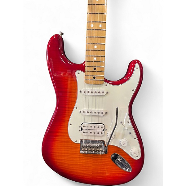 Used Fender Deluxe Stratocaster HSS Plus Top iOS Aged Cherry Burst Solid Body Electric Guitar