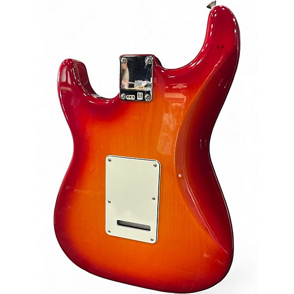Used Fender Deluxe Stratocaster HSS Plus Top iOS Aged Cherry Burst Solid Body Electric Guitar