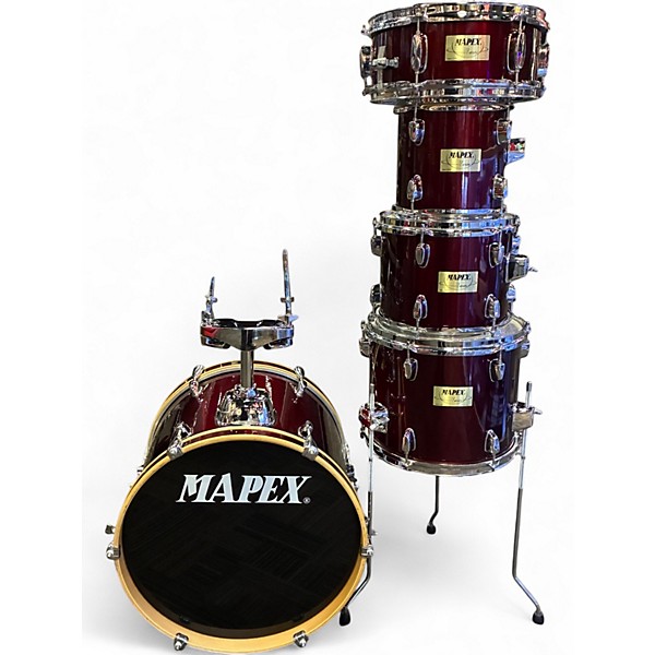 Used Mapex 5 Piece V Series Mini red sparkle Drum Kit