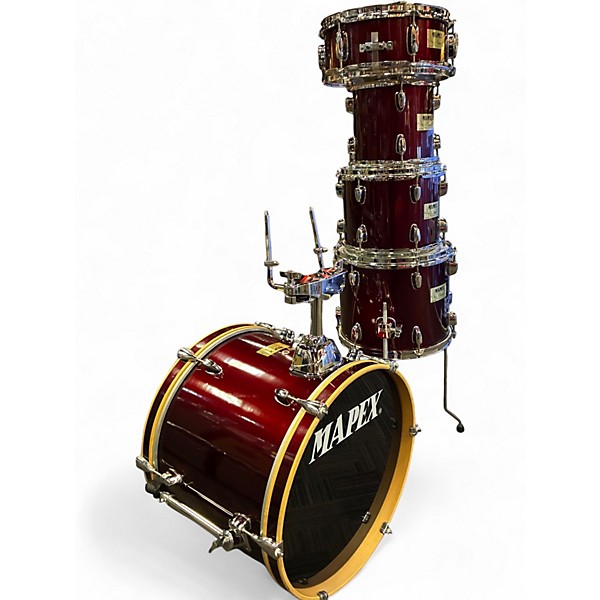 Used Mapex 5 Piece V Series Mini red sparkle Drum Kit