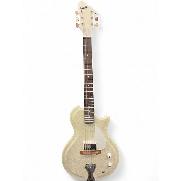 Used Supro 1572SW Belmont Sparkle White Solid Body Electric Guitar