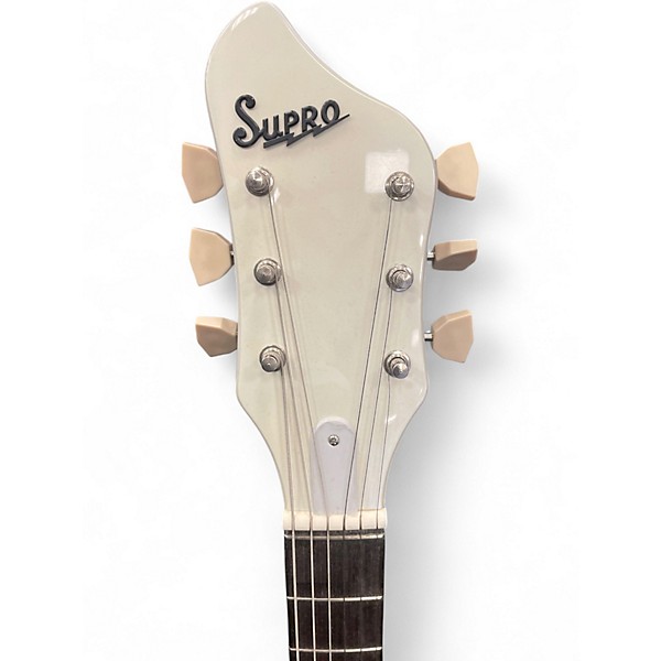Used Supro 1572SW Belmont Sparkle White Solid Body Electric Guitar