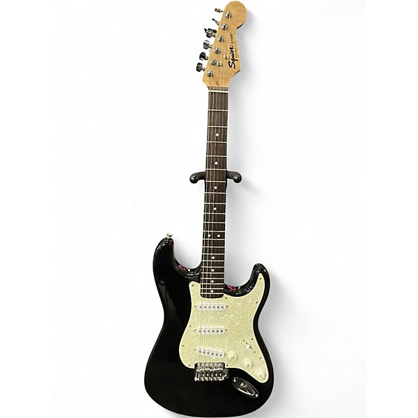 Used Squier Stratocaster Black Solid Body Electric Guitar