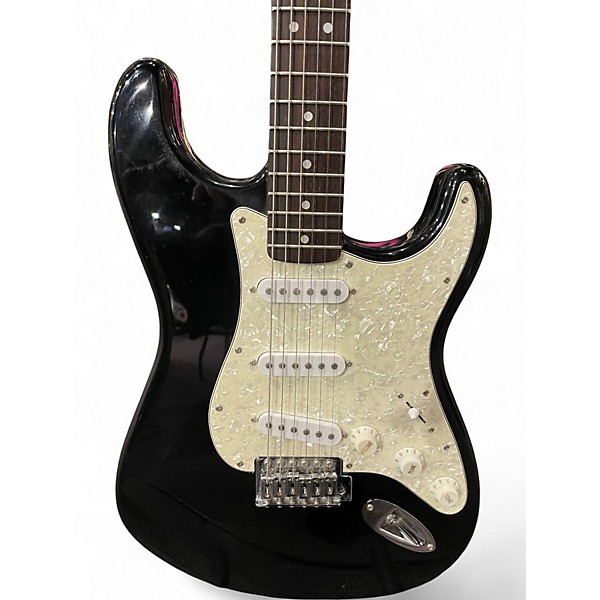 Used Squier Stratocaster Black Solid Body Electric Guitar