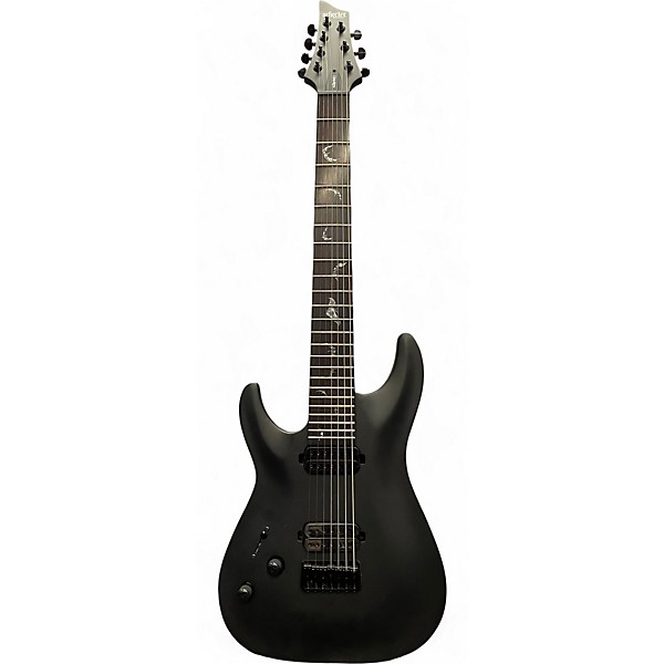 Used Schecter Guitar Research Damien 7 String Black Solid Body Electric Guitar