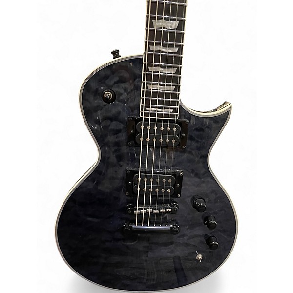 Used ESP EC1000 Deluxe Black and White Solid Body Electric Guitar