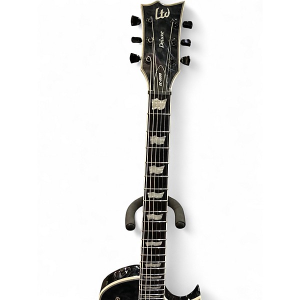 Used ESP EC1000 Deluxe Black and White Solid Body Electric Guitar