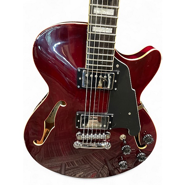 Used D'Angelico DAPSSTWINCSCB Trans Red Hollow Body Electric Guitar