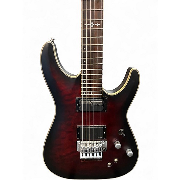 Used Schecter Guitar Research C1 Floyd Rose Platinum Crimson Red Trans Solid Body Electric Guitar