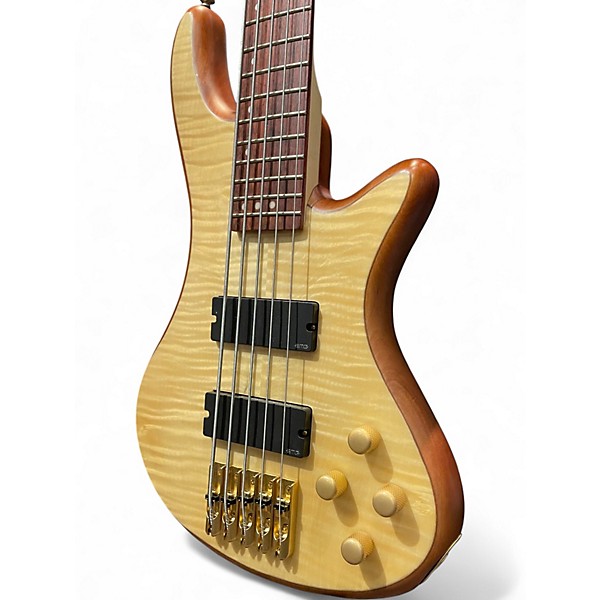 Used Schecter Guitar Research Stiletto Custom 5 String Natural Electric Bass Guitar
