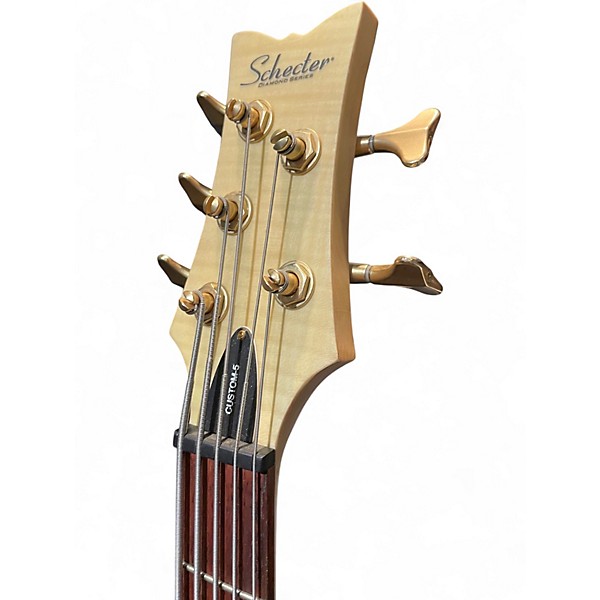 Used Schecter Guitar Research Stiletto Custom 5 String Natural Electric Bass Guitar