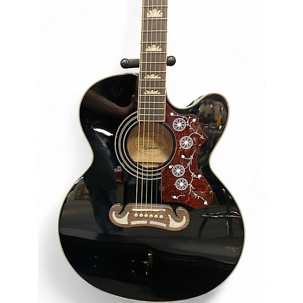Used Epiphone EJ200SCE Black Acoustic Electric Guitar