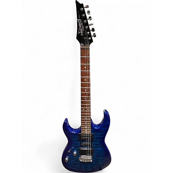 Used Ibanez GRX70QAL Left Handed Trans Blue Solid Body Electric Guitar