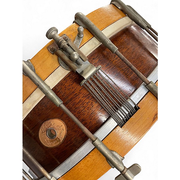 Vintage 1920s Ludwig 14X4.5 Thumb-Rod Snare No. 37 Natural Drum