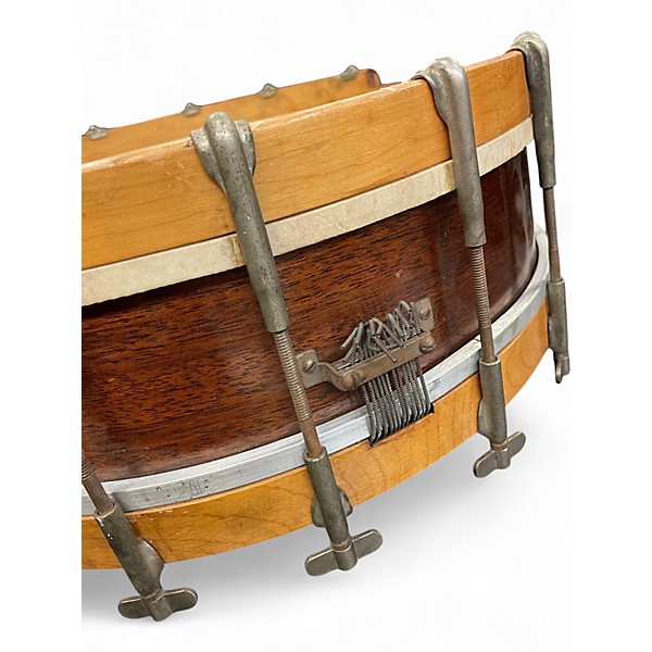 Vintage 1920s Ludwig 14X4.5 Thumb-Rod Snare No. 37 Natural Drum