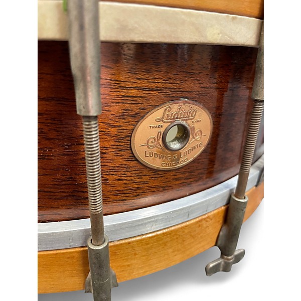 Vintage 1920s Ludwig 14X4.5 Thumb-Rod Snare No. 37 Natural Drum