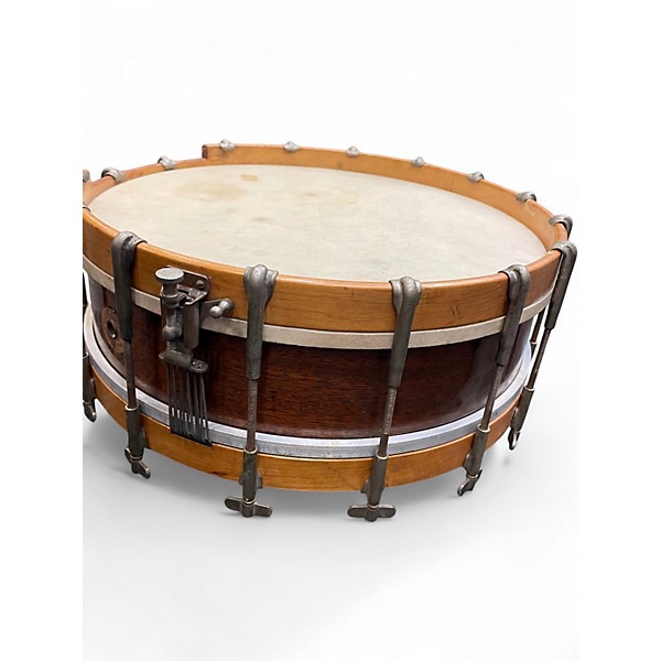 Vintage 1920s Ludwig 14X4.5 Thumb-Rod Snare No. 37 Natural Drum