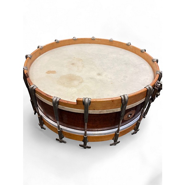 Vintage 1920s Ludwig 14X4.5 Thumb-Rod Snare No. 37 Natural Drum