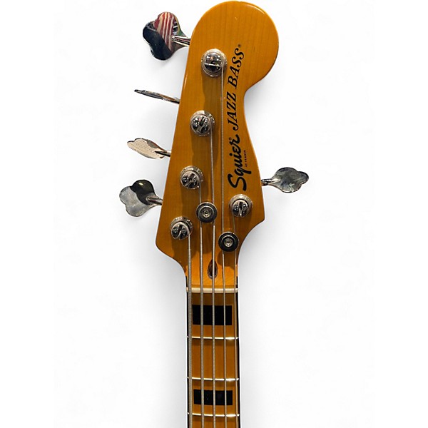 Used Squier Deluxe Jazz Bass Active V 5 String Black Electric Bass Guitar