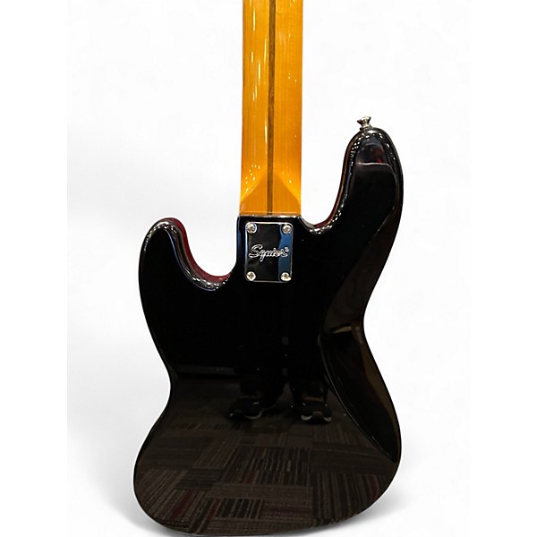 Used Squier Deluxe Jazz Bass Active V 5 String Black Electric Bass Guitar