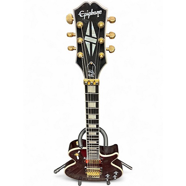 Used Epiphone Alex Lifeson Les Paul Custom Axcess Ruby Solid Body Electric Guitar