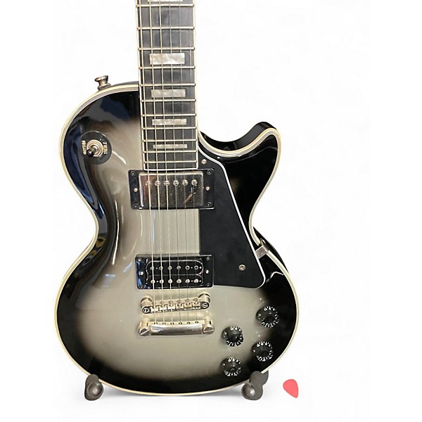 Used Epiphone Les Paul Custom Black and Silver Solid Body Electric Guitar