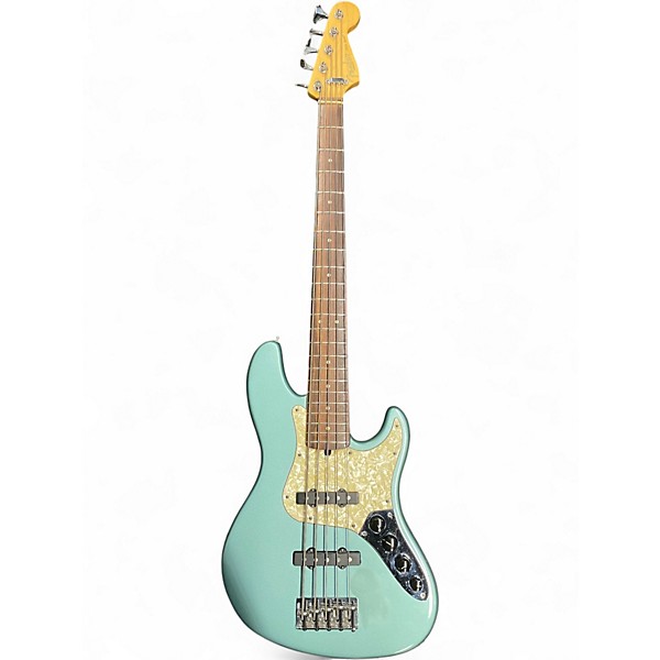 Used Fender Deluxe Jazz Bass V 5 String Tidepool Green Electric Bass Guitar