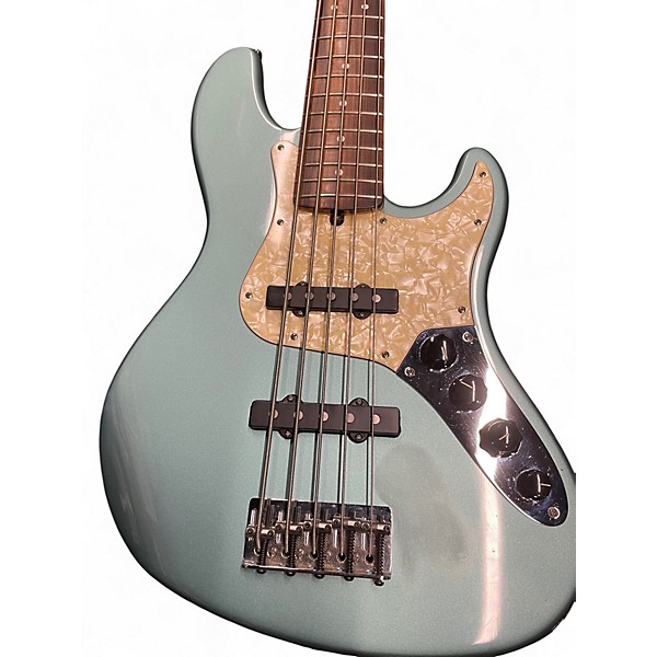 Used Fender Deluxe Jazz Bass V 5 String Tidepool Green Electric Bass Guitar