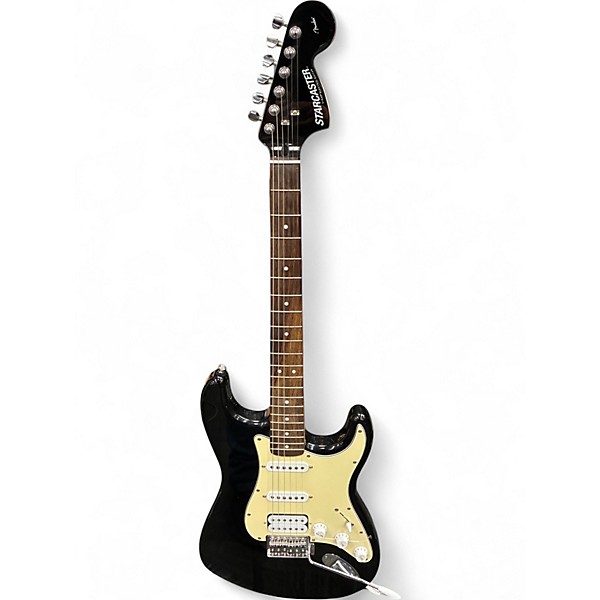Used Starcaster by Fender Stratocaster Black Solid Body Electric Guitar