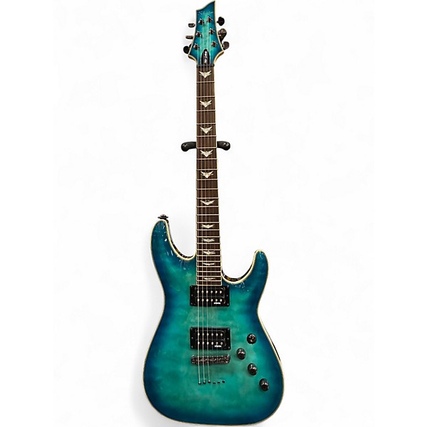 Used Schecter Guitar Research omen elite Ocean Blue Burst Solid Body Electric Guitar