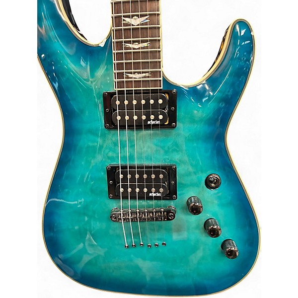Used Schecter Guitar Research omen elite Ocean Blue Burst Solid Body Electric Guitar