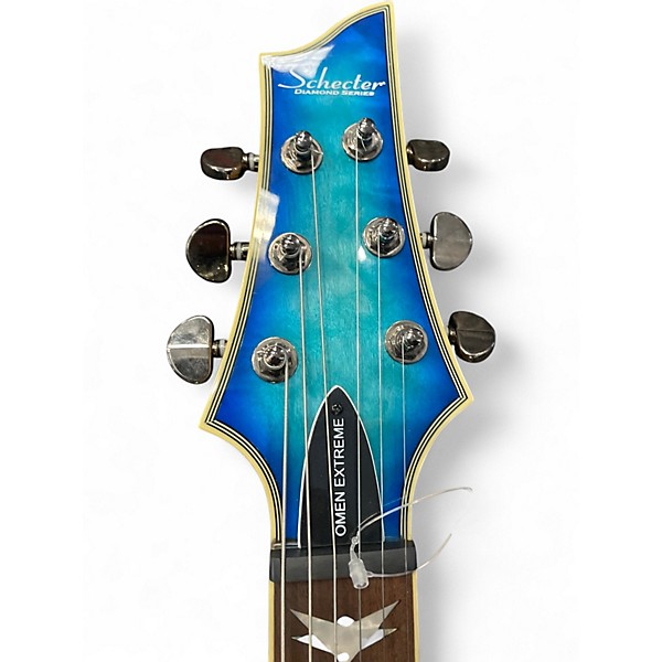 Used Schecter Guitar Research Omen Extreme 6 Blue Solid Body Electric Guitar