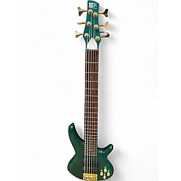 Used Ibanez SR506 6 String Trans Green Electric Bass Guitar