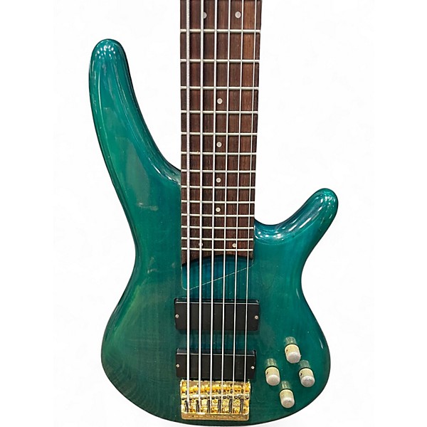 Used Ibanez SR506 6 String Trans Green Electric Bass Guitar
