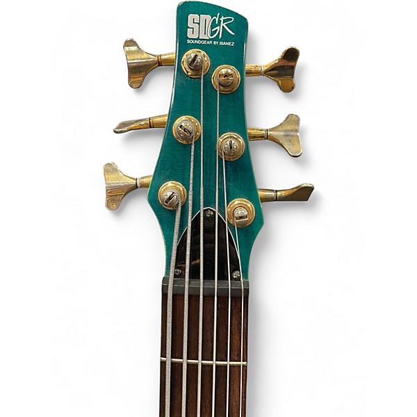 Used Ibanez SR506 6 String Trans Green Electric Bass Guitar