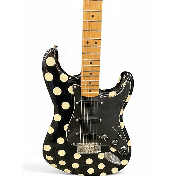 Used 1990s Fender Artist Series Buddy Guy Stratocaster Black With White Polka Dots Solid Body Electric Guitar