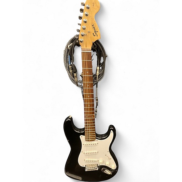 Used Squier Standard Stratocaster Black Solid Body Electric Guitar