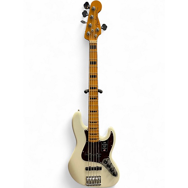 Used Fender American Ultra Jazz Bass V WHITE Electric Bass Guitar