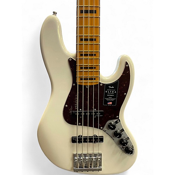 Used Fender American Ultra Jazz Bass V WHITE Electric Bass Guitar